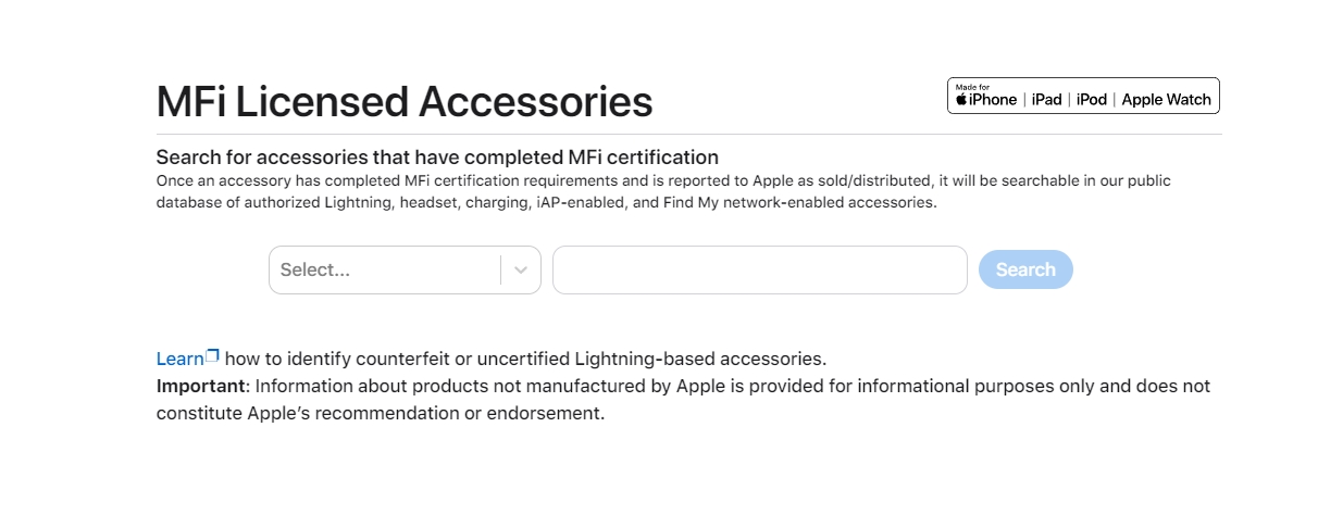 蘋果MFi認(rèn)證如何查詢？(圖1)